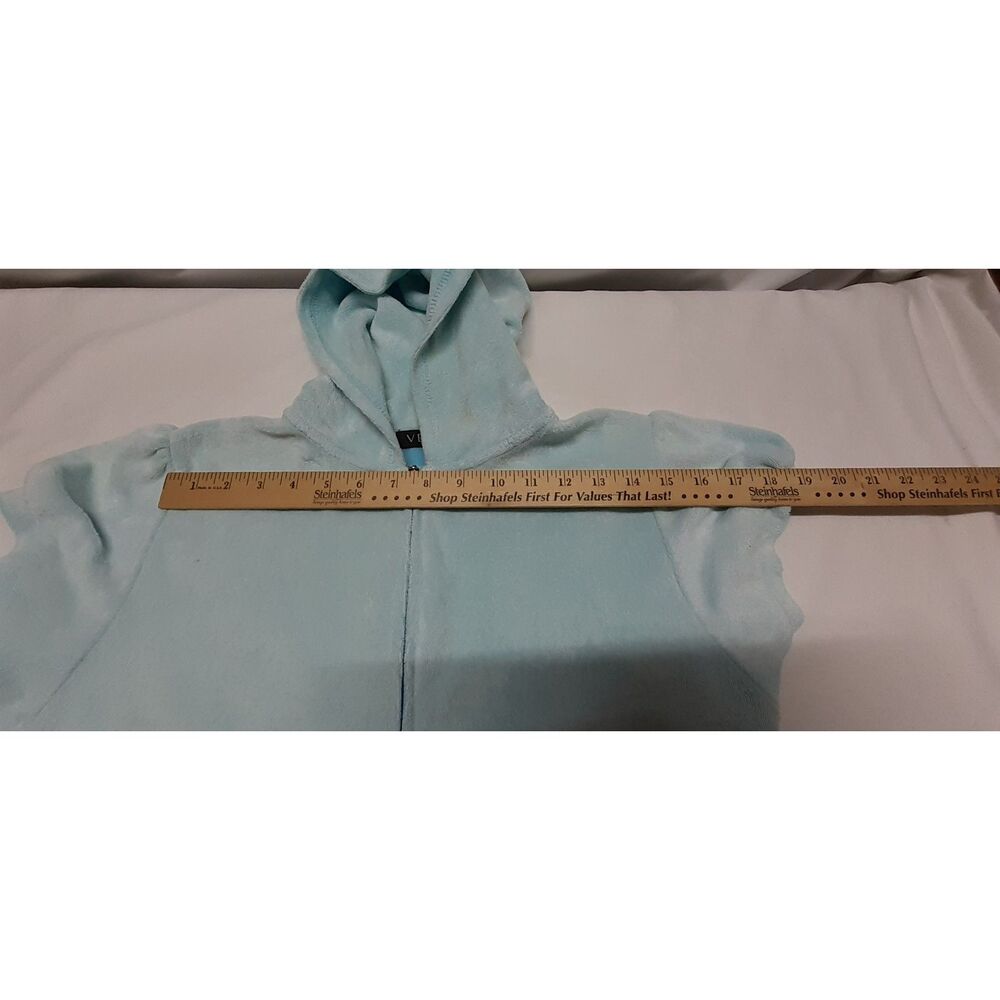Women's Light Blue Hooded Swim Cover Up Dress Short Sleeve Size M#526